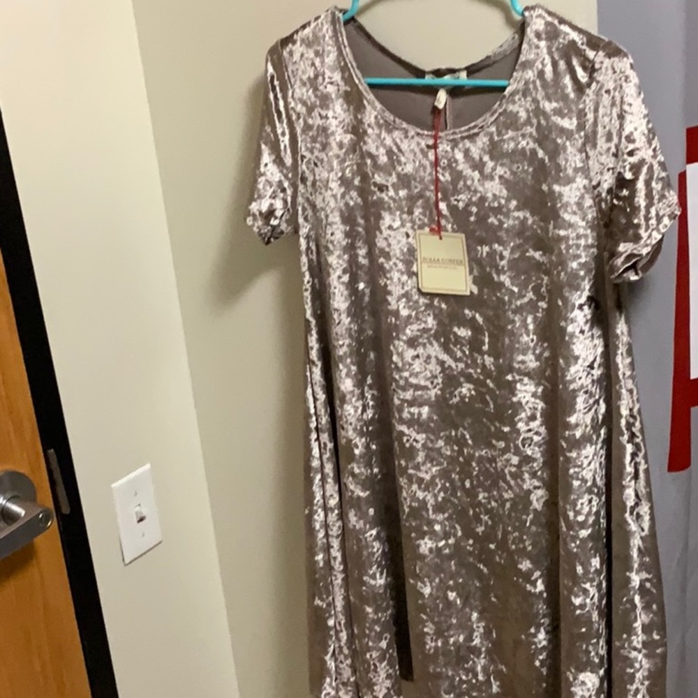 Suede knee length large dress